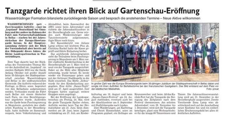 Zeitungsbericht Bellac – Europa-Show-Tanzgarde