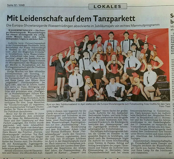 Zeitungsbericht Las Vegas – Europa-Show-Tanzgarde